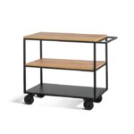 Chariot de Service 3 Niveaux avec Plateau et Etagère en Bois - Pujadas