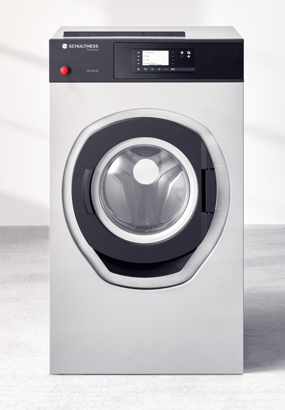 Lave-linge industriel electrique à cuve suspendue 7kg – pompe de vidange – Schultess