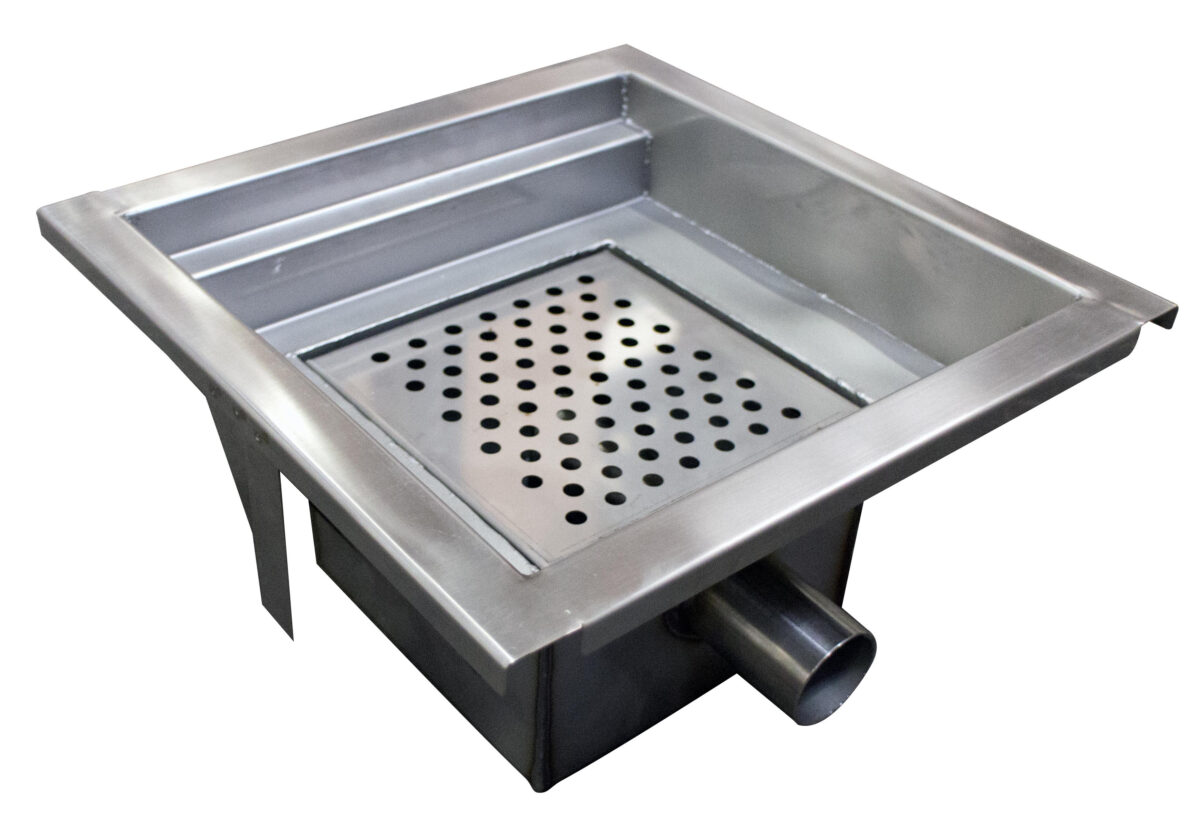 Caniveau de Sol Carré pour Cuisine Professionnelle – Sortie Horizontale – L2G