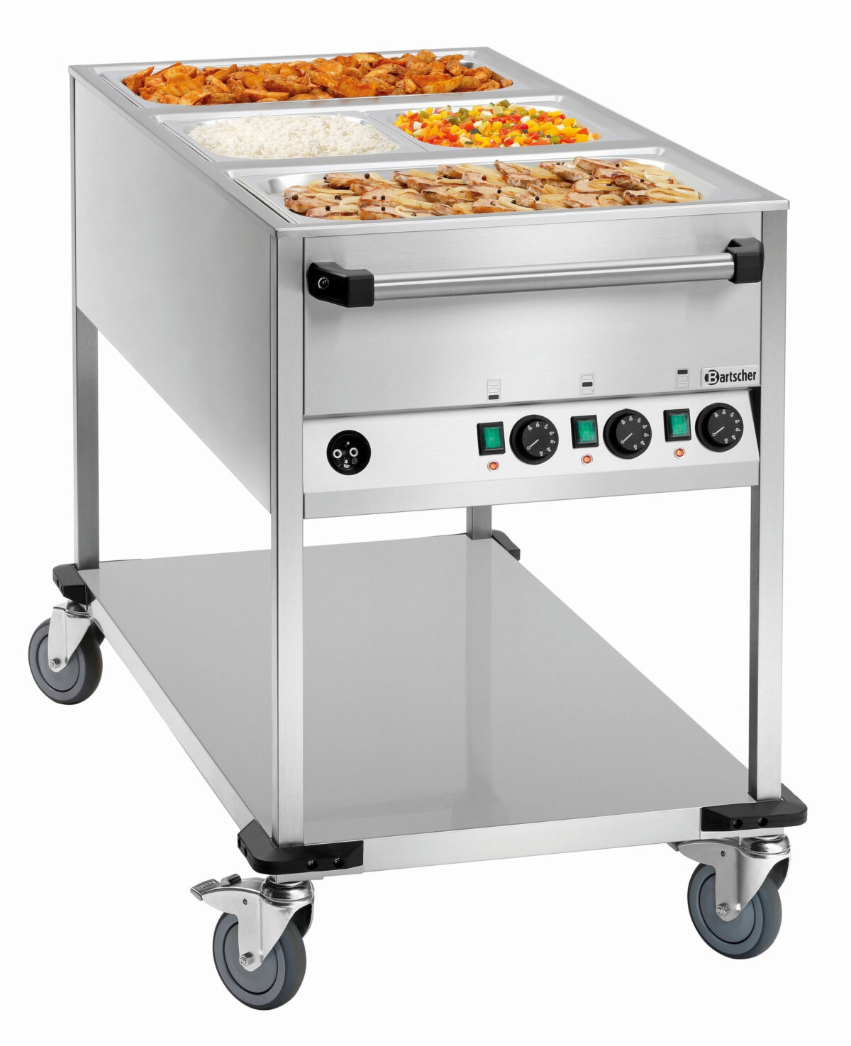 Chariot à Bain-Marie – 3 Cuves GN 1/1 avec Robinet – Bartscher