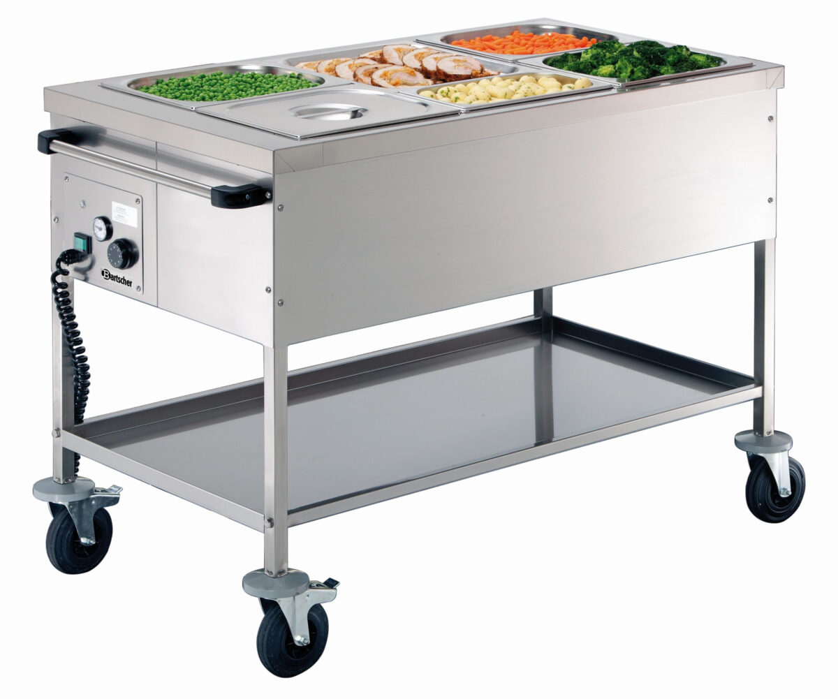 Chariot bain-marie professionnel 3 Bacs GN 1/1 sans Robinet – Bartscher