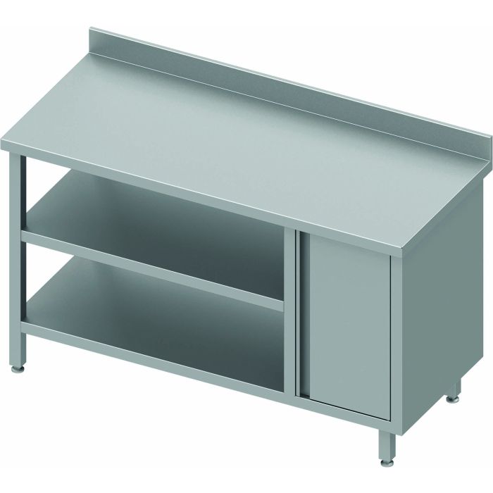 Table Inox Avec 1 Porte & 2 Etagères - Dosseret - Profondeur 800 - Stalgast – Image 1