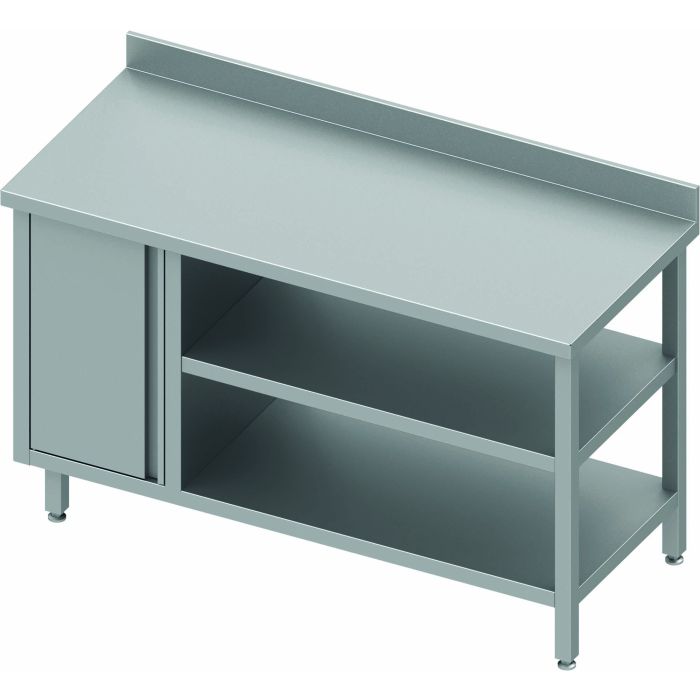 Table Inox Avec Porte & 2 Etagères – Dosseret – Profondeur 800 – Stalgast