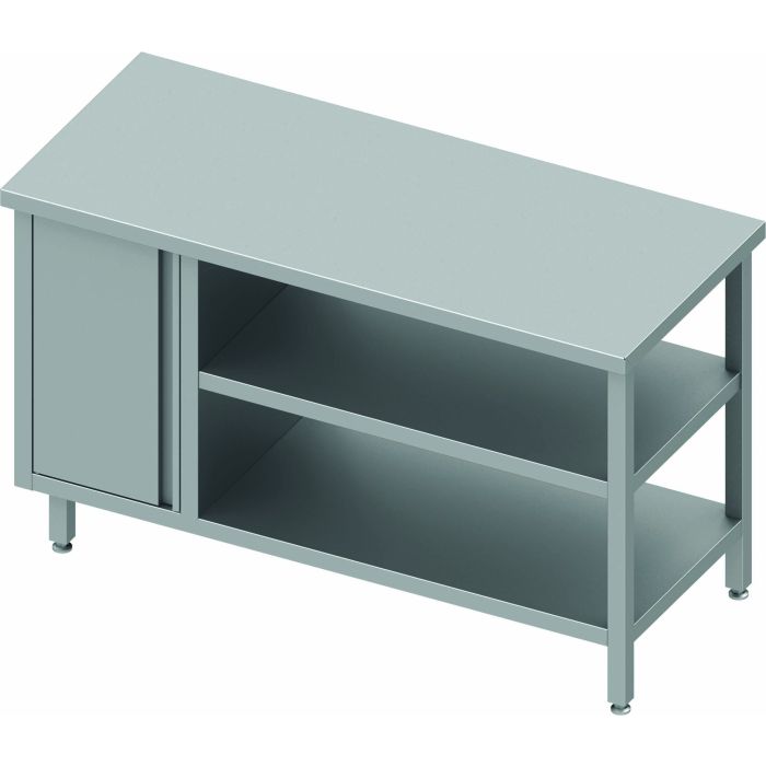 Table Inox Avec Porte & 2 Etagères - Sans Dosseret - Profondeur 800 - Stalgast – Image 1