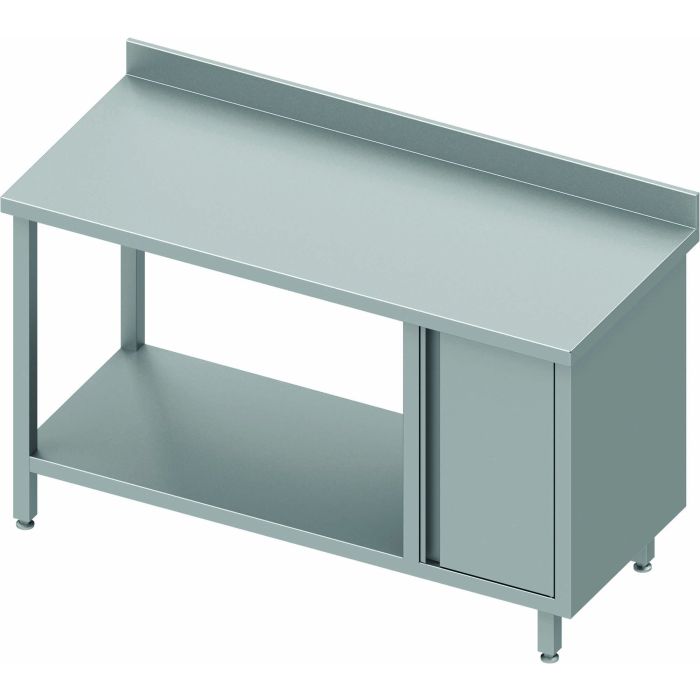 Table Inox Cuisine Adossée Avec 1 Porte et Etagère – Gamme 700 – Stalgast