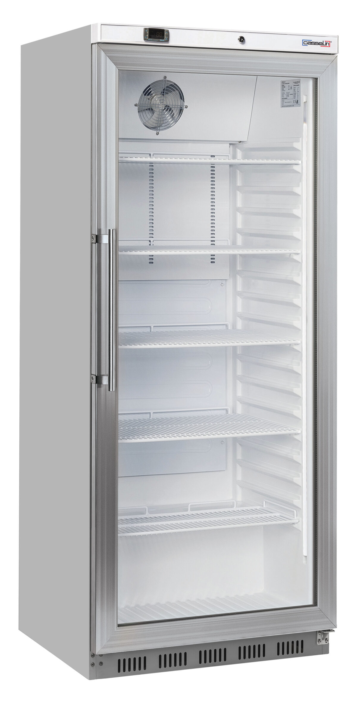 Armoire positive vitrée 600 L Inox – Casselin