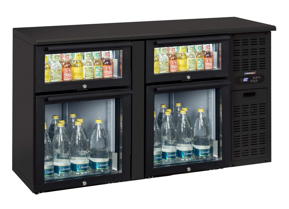 Arrière bar 2 x 2 tiroirs mixtes vitrés – Casselin