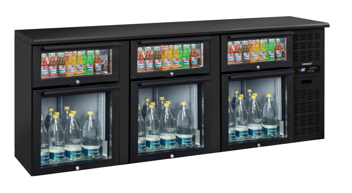 Arrière bar 3 x 2 tiroirs mixtes vitrés – Casselin