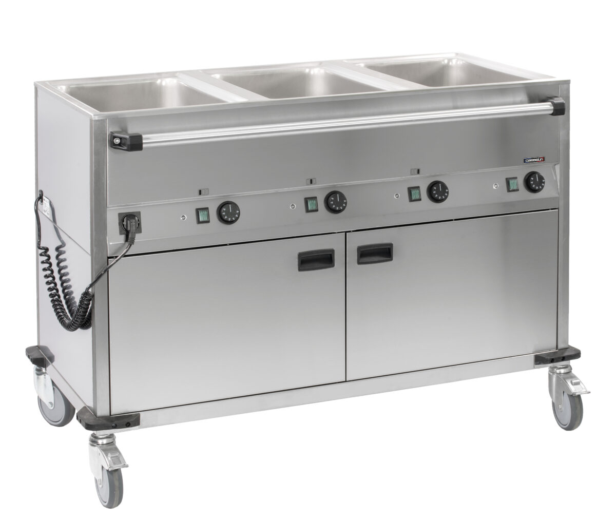 Chariot bain-marie à eau 3xGN 1/1 avec soubassement chauffant horizontal – Casselin