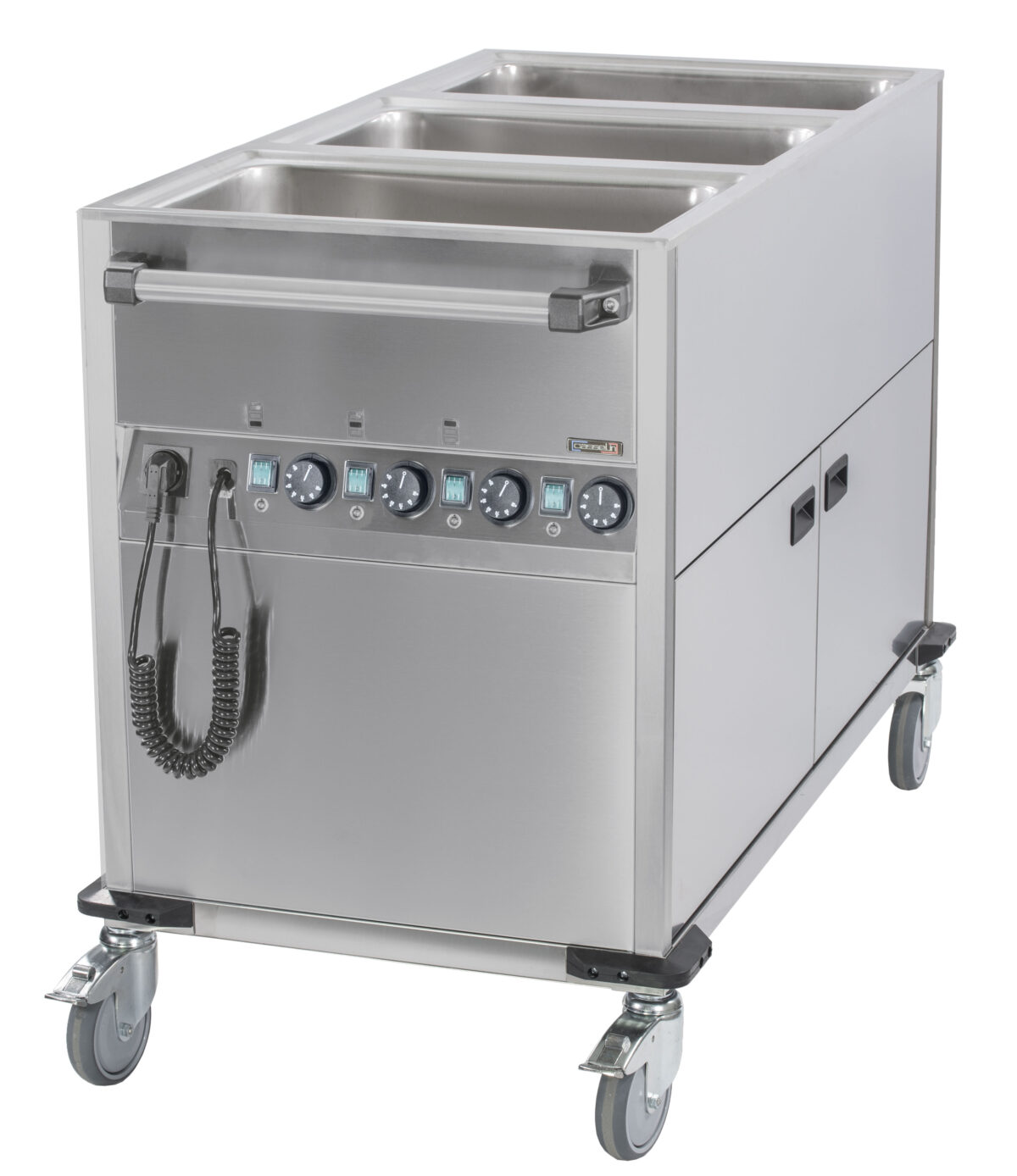 Chariot bain-marie à eau 3xGN 1/1 avec soubassement chauffant vertical – Casselin
