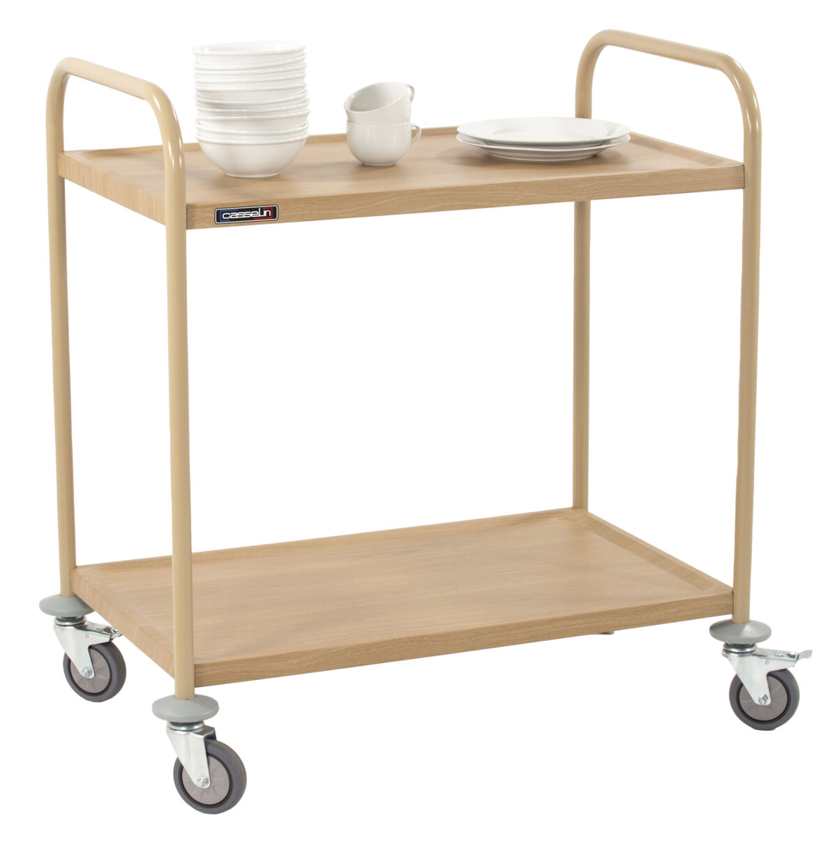 Chariot de service imitation bois 2 plateaux – Casselin