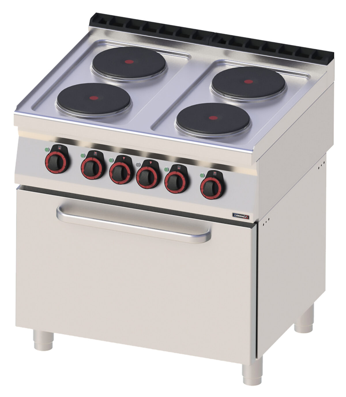 Fourneau électrique 4 feux avec four électrique statique GN 2/1 80 – Casselin