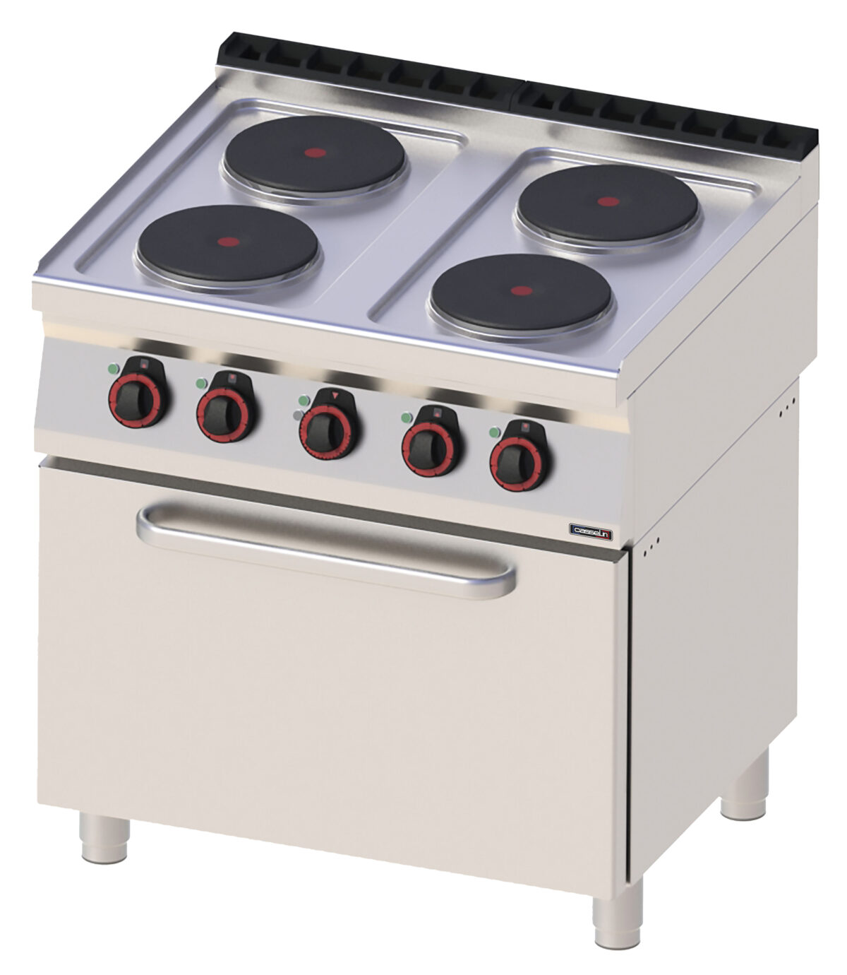 Fourneau électrique 4 feux avec four électrique ventilé GN 1/1 80 – Casselin