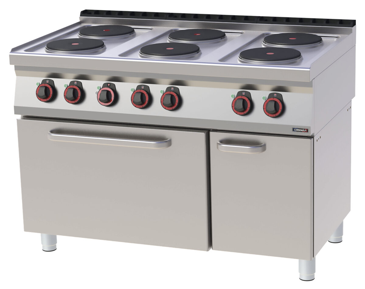 Fourneau électrique 6 feux avec four électrique ventilé GN 1/1 120 – Casselin