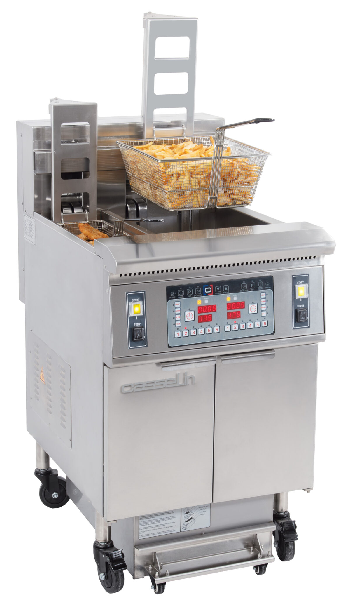 Friteuse électrique avec relevage automatique et filtration 12+22 L 8,5+17kW – Casselin