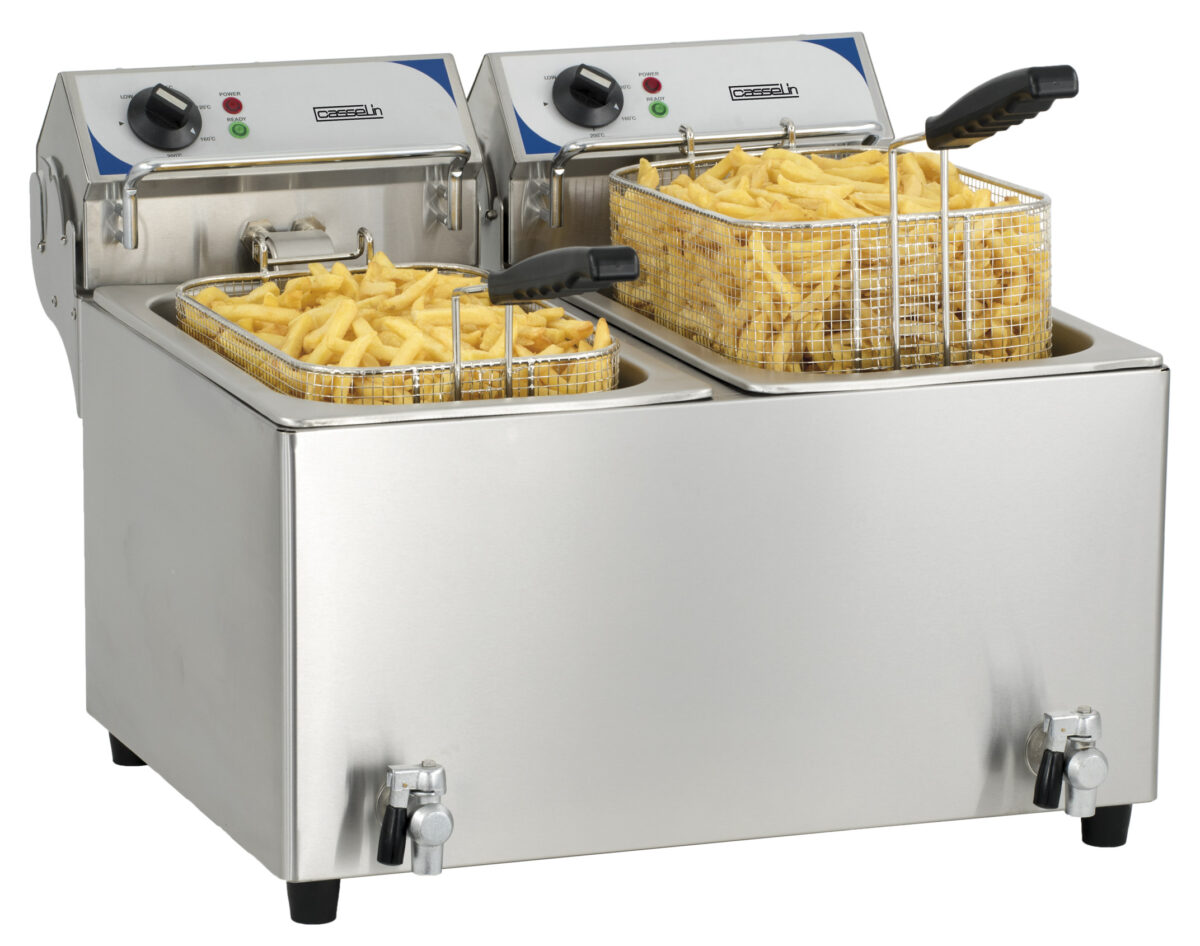 Friteuse électrique avec vanne de vidange 2 x 10 litres – Casselin