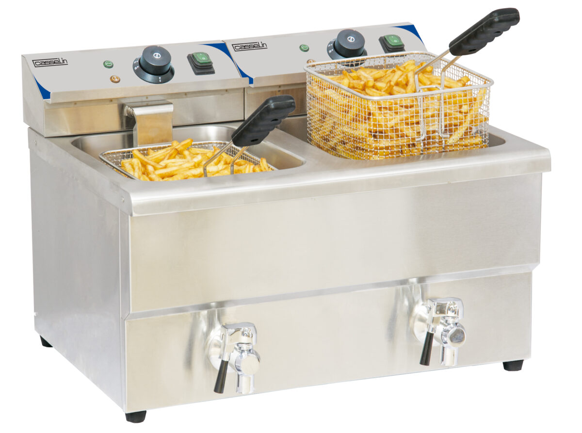 Friteuse électrique avec vanne de vidange 2 x 8 litres – Casselin