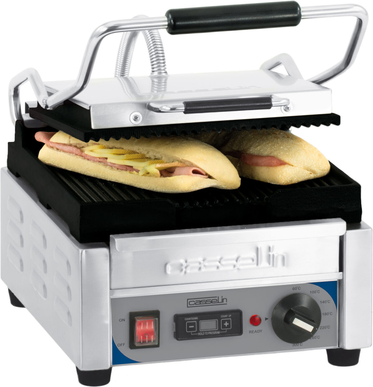 Grill Panini Petit Premium Rainurée – Rainurée avec minuteur – Casselin
