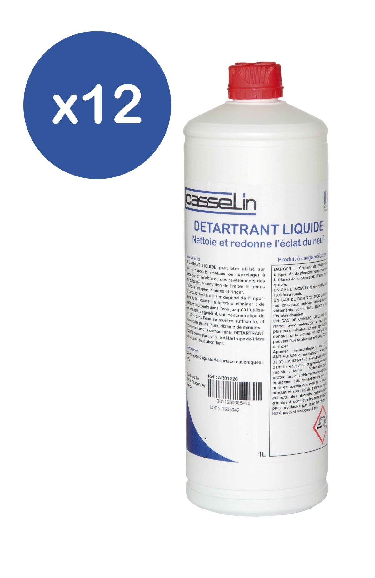 Lot de 12 – Détartrant liquide 1L – Casselin