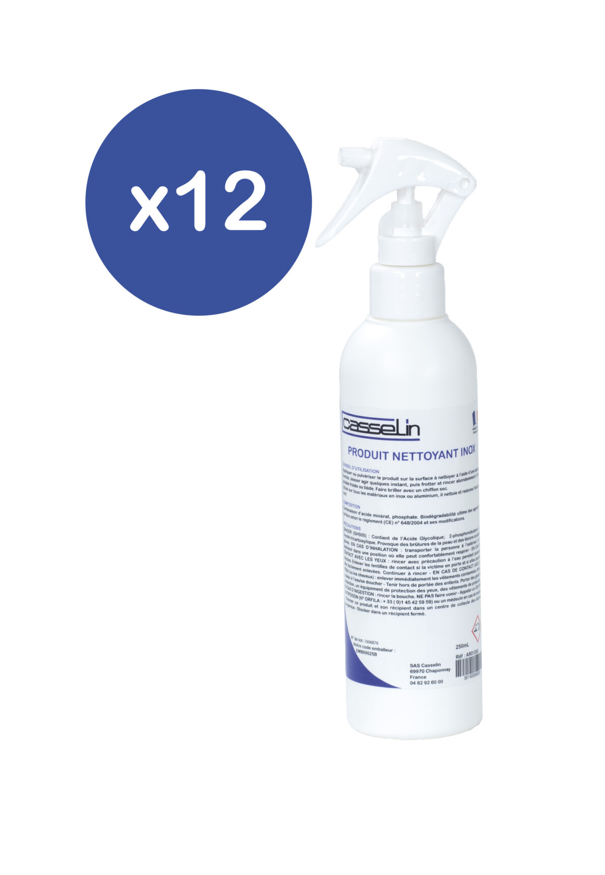 Lot de 12 – Nettoyant inox 250 mL – Casselin