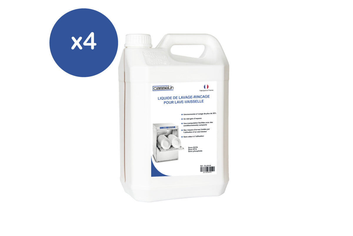 Lot de 4 – Liquide de lavage-rinçage pour lave-vaisselle 5 L – Casselin