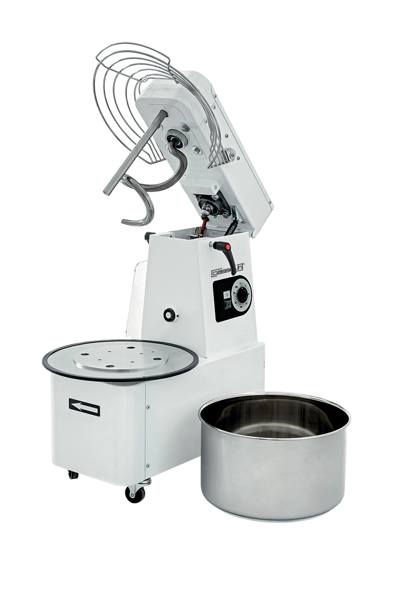 Pétrin à spirale tête relevable et cuve amovible 35Kg - Casselin Pétrin à spirale tête relevable et cuve amovible 35Kg - Casselin