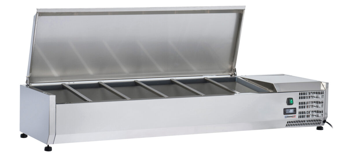 Saladette à poser 5 x GN 1/3 + 1 GN 1/2 avec couvercle – Casselin