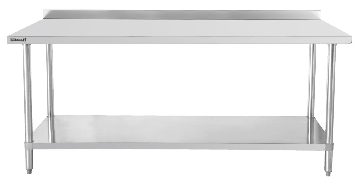 Table de travail inox 600 avec dosseret et étagère 1000 mm – Casselin
